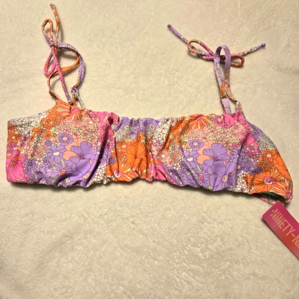 Ninety-Nine Juniors New Magical Bloom Multicolored Shirred Bralette Swim Top XL